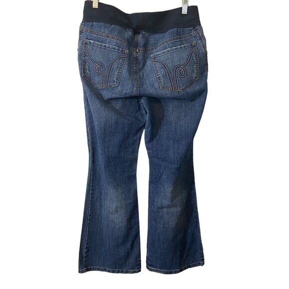 Motherhood Maternity Flare Distressed Pull-on Stretch Jeans Blue‎ Women Medium - Picture 2 of 8
